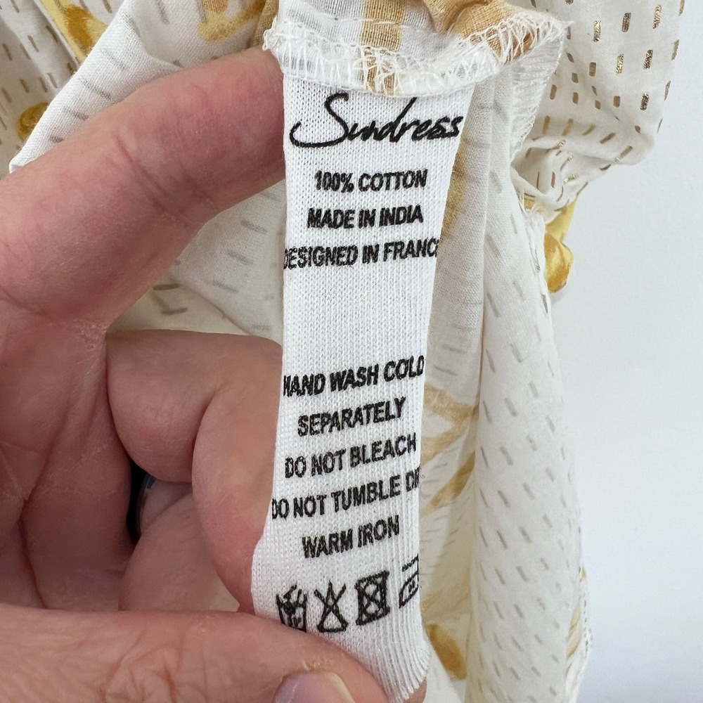 Revolve Sundress Yuma White Gold Foil Leaf Print Maxi Dress Cutout Detail Size S - Picture 5 of 10